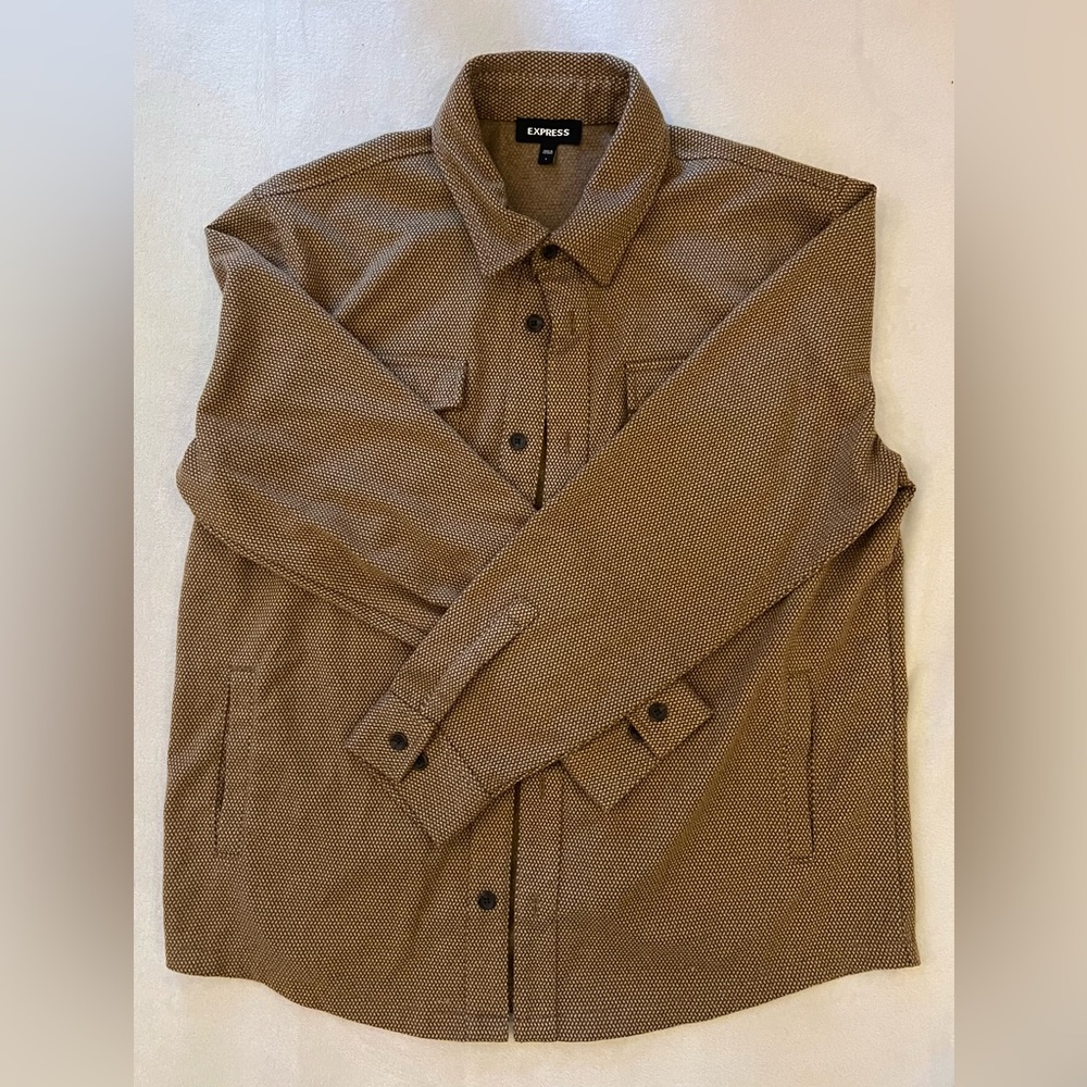 Express Men's Brown Flannel Button Down Shirt Jacket L